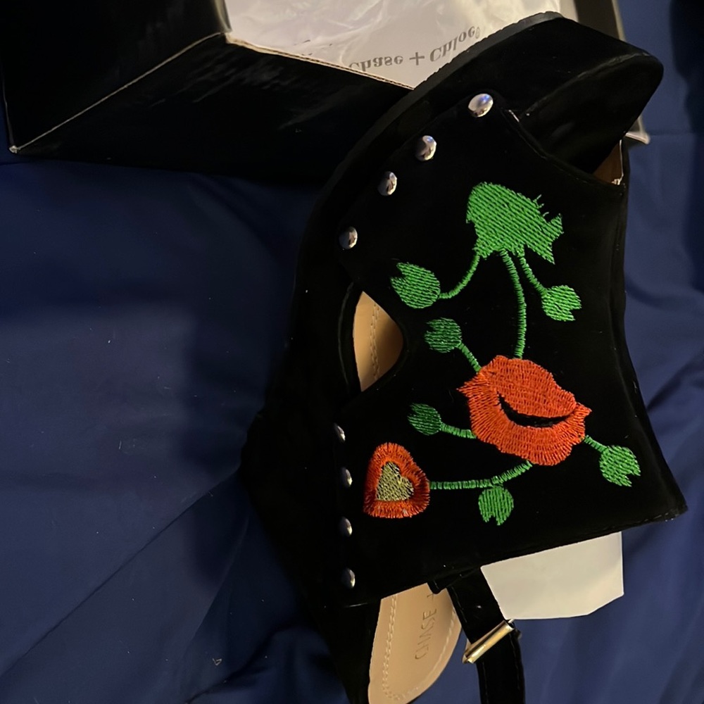 belt-type brooch shoes with 7 holes.